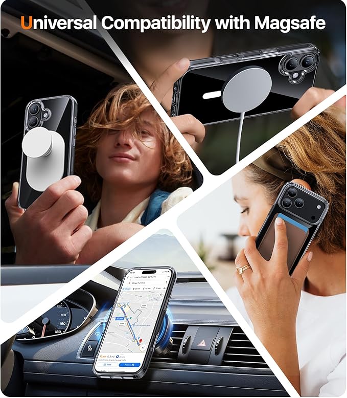 Magnetic for iPhone 17 Pro Max Case,[Anti-Slip][Compatible with MagSafe][Military Grade Drop Protection] Shockproof Protective Translucent Matte Phone Case for iPhone 17 Pro Max Case,Clear