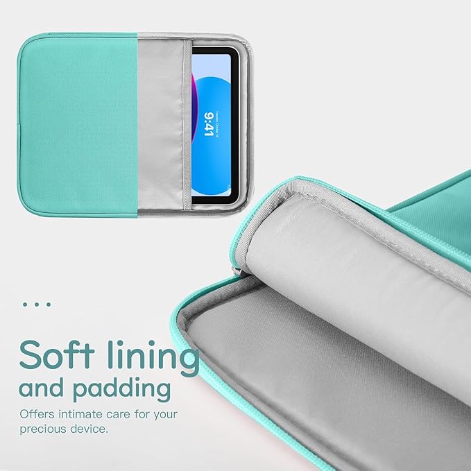Dadanism 9-11" Tablet Sleeve Bag Carrying Case for iPad (A16) 11th Gen 11", iPad 10th Gen 10.9" Air 5/4, iPad Air M4/Pro 11", iPad 9/8/7th, Galaxy Tab A11+ Plus 11", Remarkable 2 10.3", Lake Blue