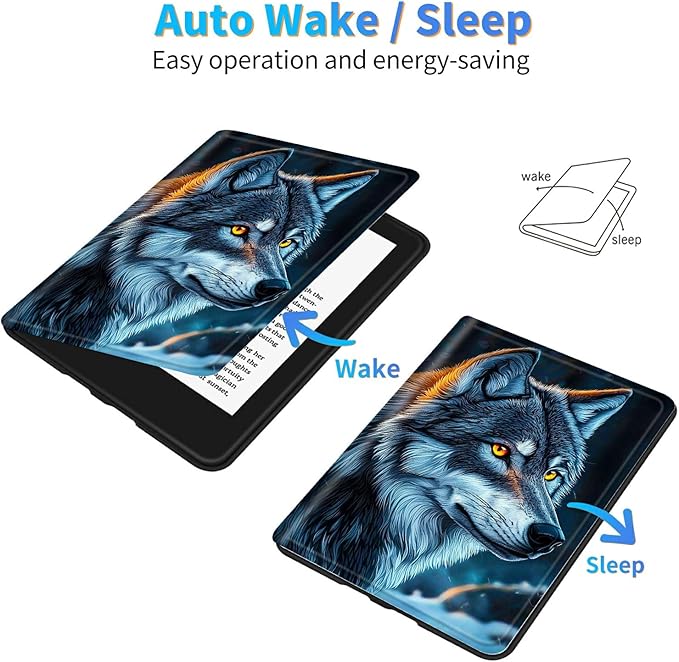 for Amazon Kindle Fire HD 10 (9th/7th/5th Generation, 2019/2017/2015 Release) 10.1" Tablet Case, Slim Kickstand Stand Leather Smart Cover with Auto Wake/Sleep, Gray Wolf