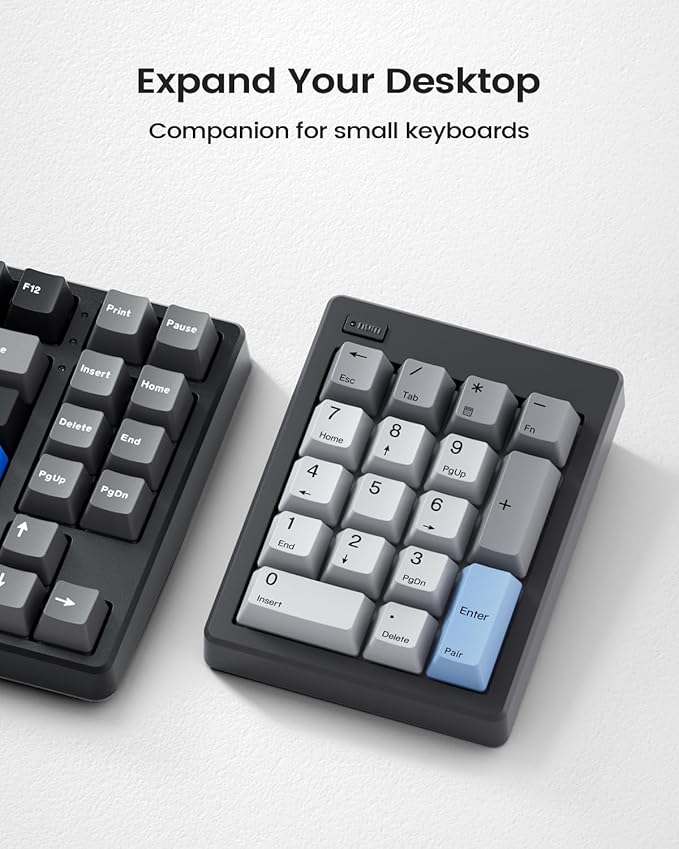 Kisnt FD17 Wireless Mechanical Number Pad, Bluetooth 5.0& 2.4G Dual Mode Numeric Keypad, 17 Keys Hot Swappable Numpad with PBT Keycaps for Laptop/PC/TKL Keyboards(Black, Linear Switch)
