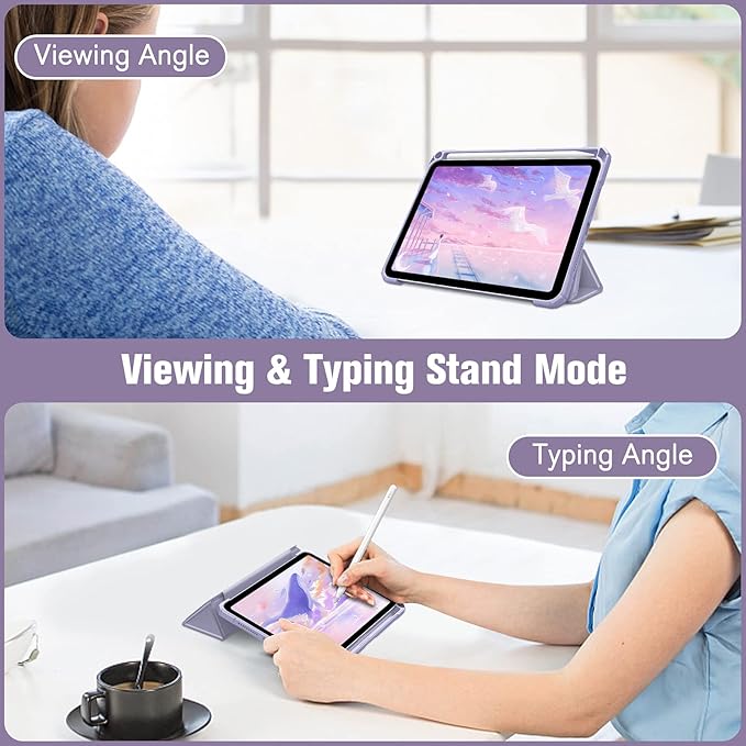 Fintie Hybrid Slim Case for iPad Mini 7 (A17 Pro, 7th Generation) 2024 / iPad Mini 6 (6th Gen) 8.3 Inch, [Built-in Pencil Holder] Shockproof Cover Clear Transparent Back Shell, Lilac Purple