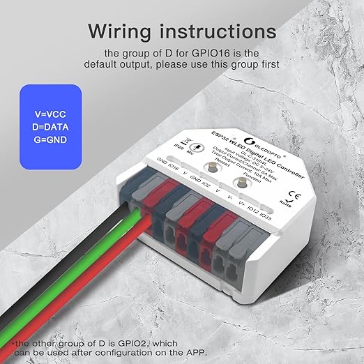 GLEDOPTO ESP32 Mini WLED LED Controller with Microphone DIY Music Dynamic Modes DC 5~24V Work with Addressable Digital RGB IC WS2811 WS2812 SK6812 TM1814 WS2813 WS2815 Strip Light Easy Wiring