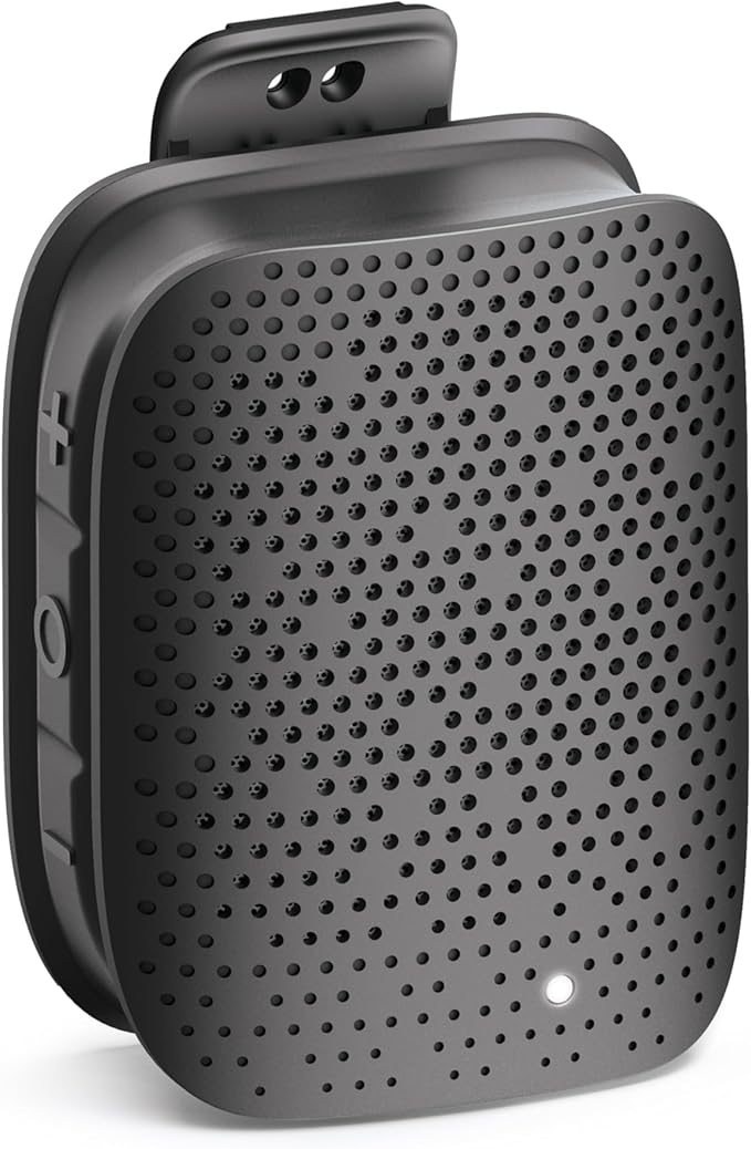 AT&T Essentials Clip Bluetooth Speaker | Mini Portable Bluetooth 5.3 Speaker with USB-C, Waterproof IPX5, 12-Hour Battery, Compact Clip-On Audio for Travel, Dorm, Outdoors - Black