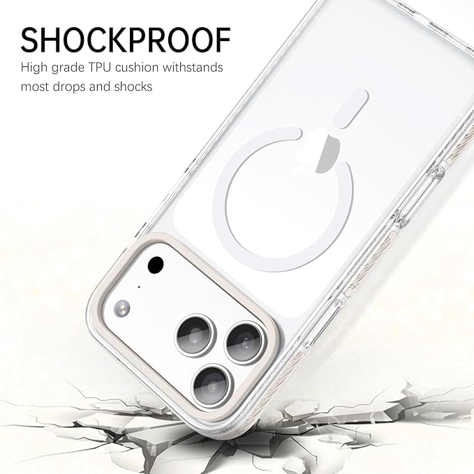 BENTOBEN Magnetic for iPhone 17 Pro 6.3" Case, Compatible with Magsafe Military Shockproof Protective Cute Transparent Slim Anti-Yellowing Phone Case for iPhone 17 Pro Cover, Clear White