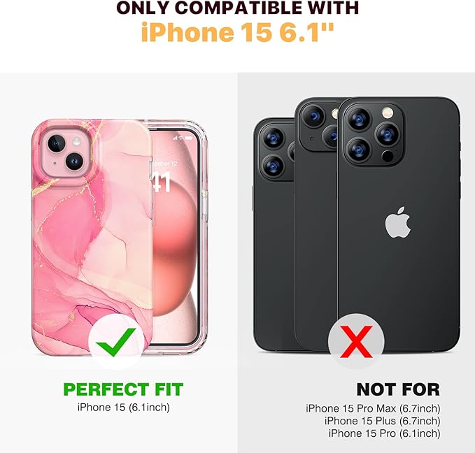 Diaclara Designed for iPhone 15 Case, Full Body Rugged Case with Built-in Touch Sensitive Anti-Scratch Screen Protector, with Camera Lens Protector for iPhone 15 6.1" (Gilt Pink)