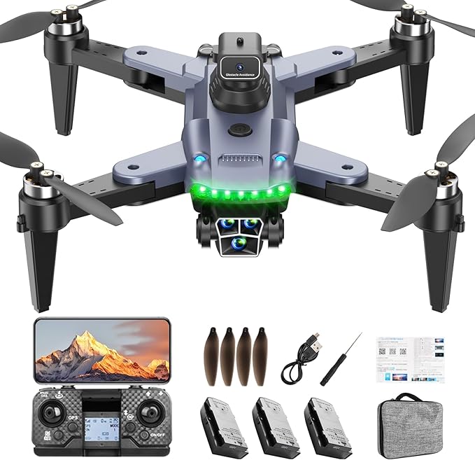 S166 Drone with Camera 4K for Adults, Professional GPS Drone with Auto Return, 4-Way Obstacle Avoidance, Follow Me, 60 Mins Flight Time (3 Batteries), Foldable RC Quadcopter with Case (Standard)