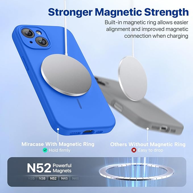 Miracase Compatible with iPhone 15 Case, [Soft Anti-Scratch Microfiber Lining], Liquid Silicone Case Gel Rubber Shockproof Drop Protection Phone Case for iPhone 15, Mediterranean Blue