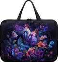 Purple Butterfly Floral 10 Inch Laptop Sleeve, Protector Laptop Case Tote Bag, Women Computer Cover with Zipper Work Travel Handbag Tablet Carrying Shoulder Bag for School Business