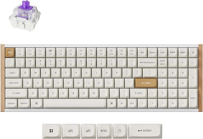 Keychron K4 HE QMK Wireless Gaming Custom Mechanical Keyboard, 2.4 GHz/Bluetooth/Wired 96% Layout Hot-Swappable Programmable RGB Backlit Gateron Magnetic Switches for Mac Windows, Wood Frame-White