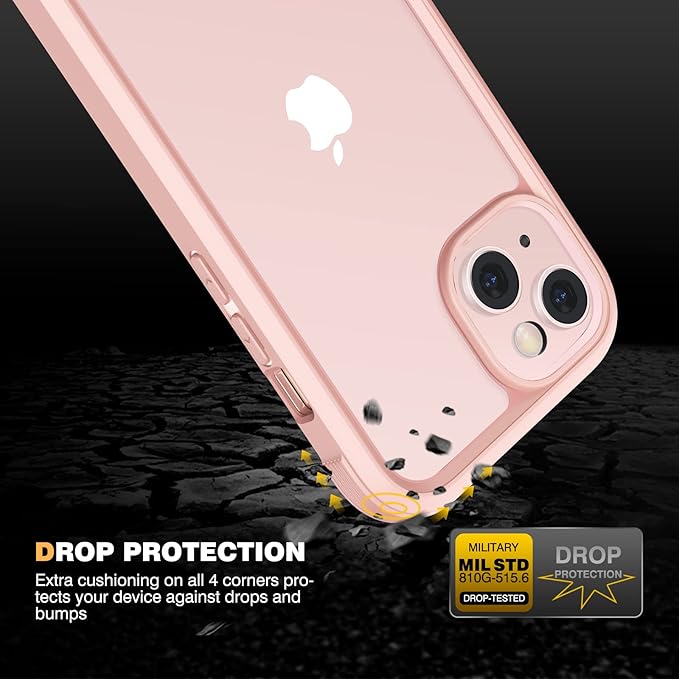 Diaclara Designed for iPhone 13 Case, Full Body Rugged Protection with Built-in Touch Sensitive Screen Protector, Soft TPU Bumper Case for iPhone 13 6.1" (Crystal Pink)
