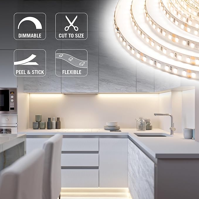 Armacost Lighting RibbonFlex Pro 24V White LED Strip Lights 120 LED/m, 4000K, 8.2 ft 156210