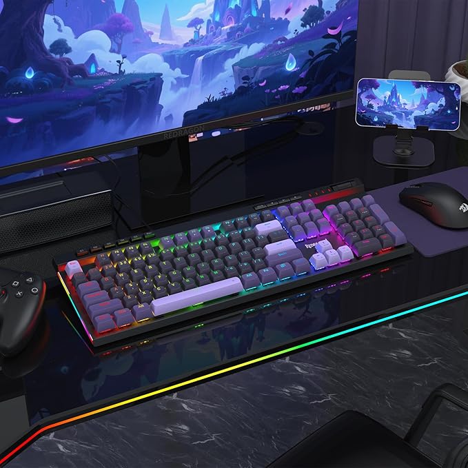 Redragon K580 HE Rapid Trigger Gaming Keyboard, 100% 104 Keys Wired Mechanical Keyboard w/Hyper-Fast Actuation, 8K Hall Effect Magnetic Switch, Dedicated Media Controls, Onboard Macro Recording