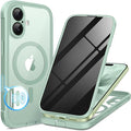 BERFY for iPhone 17 Case, Compatible with MagSafe, Built-in Privacy Screen Protector, Camera Protection, Shockproof Full Body Phone Case 6.3", Clear Green