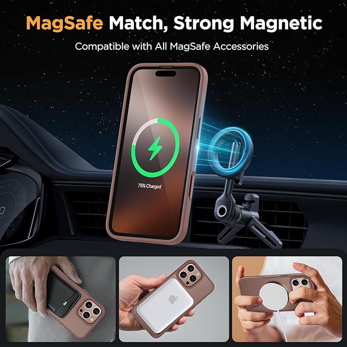 Miracase Magnetic for iPhone 16 Pro Max Case [with 2X Screen Protector] [MagSafe Compatible] Real Anti-Fingerprint, 12ft Military-Grade Protection, Slim Phone Case for 16 Pro Max 6.9 inch- Champagne