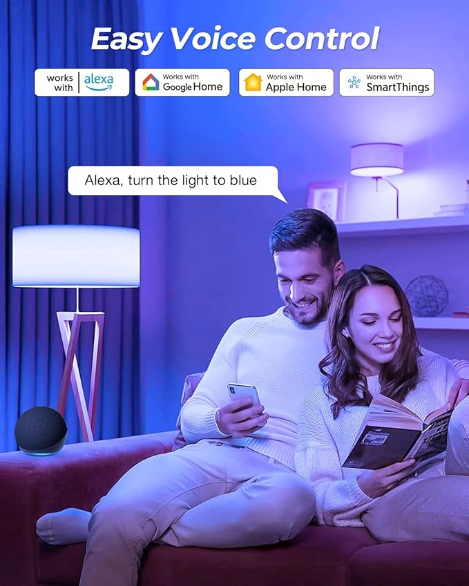 Avatar Controls Matter Smart Light Bulb Compatible with Apple HomeKit/Alexa/Google Home, 9W 2 Pack Color Changing Alexa LED Light Bulbs, Voice/App Controlled Dimmable WiFi Lighting for Room