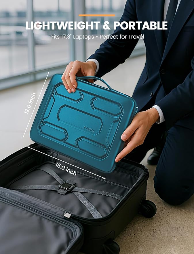 DOMISO 17.3 inch Laptop Sleeve with Handle Shockproof Waterproof EVA Protective Case for 17.3" ZBook Fury 17.3 G8/MSI GS73VR Stealth Pro/HP Envy 17.3/LG Gram 17.3"/ROG Strix GL702VS, Teal