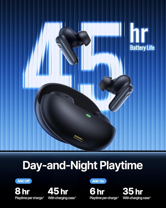 Baseus Inspire XP1 Adaptive Noise Cancelling Earbuds, Sound by Bose, Dolby Audio, Premium Real-Time Adaptive ANC, Adaptive Tuning Sound, Natural Fit Design, 6-Mic Adaptive Clear Calls, 45H Playtime