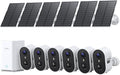 aosu Solar Security Cameras Wireless Outdoor Home System, True 2K HD, Cross-Camera Tracking, PIR + AI Human Detection, Color Night Vision, Local Storage, No Subscription Required, 6-Cam-Kit
