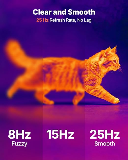 VEVOR 2025 Upgraded Thermal Imaging Camera for Android, 512 x 384 TISR Super Resolution, 25HZ Refresh Rate Infrared Thermal Imager for Smartphone Tablet, 256 x 192 IR Resolution,15 Color Palettes