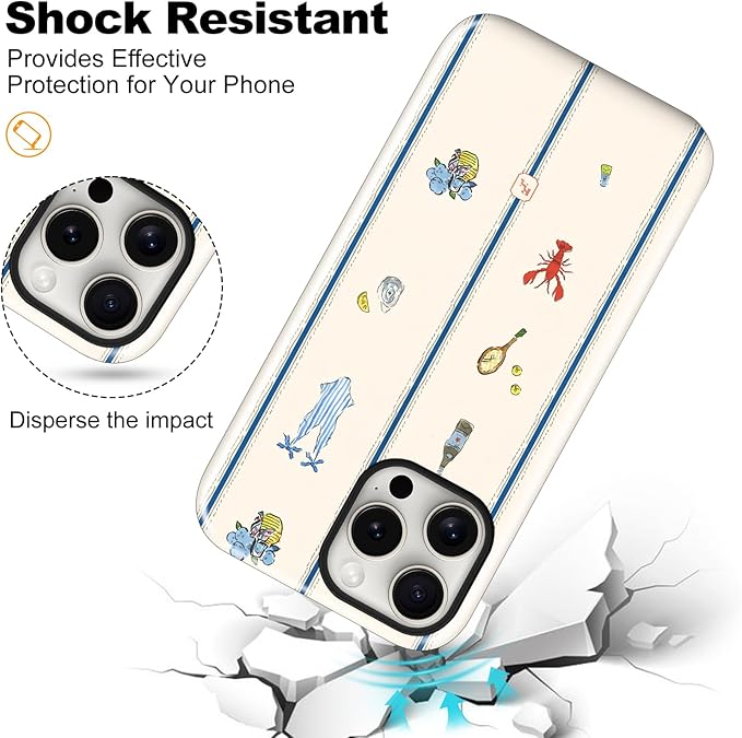 Magnetic for iPhone 13/14 Case Cute Frog Stripes Phone Case, Summer Shockproof Slim TPU and Hard PC Protective Phone Cover Compatible with MagSafe Designed for Women Girls