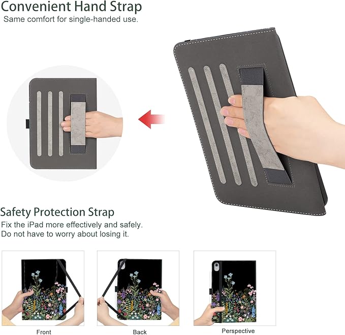 for iPad (A16) 11Th/10Th Generation Case 2025/2022, for iPad Case 11Th/10Th Generation, for iPad 10Th/11Th Gen Cases Pencil Holder/Hand Strap/Pocket/Adjustable Stand, Colorful Tree of Life