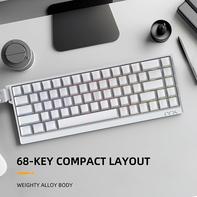 IROK MU68PRO Rapid Trigger Magnetic Switch Keyboard, Aluminum CNC Frame 65% TKL Hot Swapped RGB Programmable Wired Gaming Keyboard for Win/Mac Gamer-White