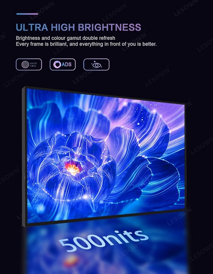 Portable Monitor 16 inch 2.5K 2560x1600 USB C HDMI Touch 500Nits High Brightness 100% sRGB Ultra Wide Drawing Display with Speakers External Monitor for Laptop PC Phone (2.5K No Touch)