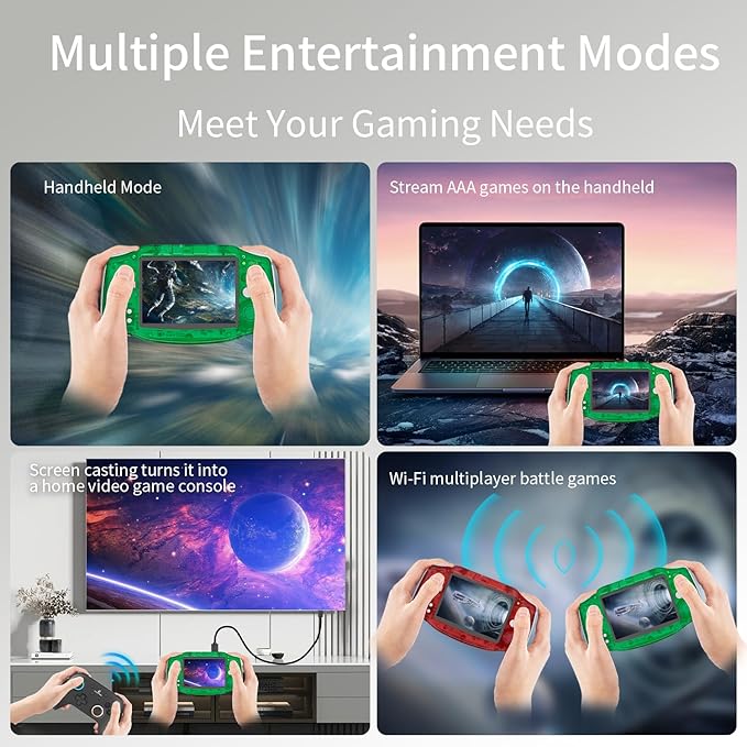 RG34XX Handheld Game Console 18K+ Preloaded Retro Games 35 Emulators 3.4” IPS Display 4K TV Output Classic Video Game Console Portable Gaming System with Fancy Case & Accessories (Green-64GB)