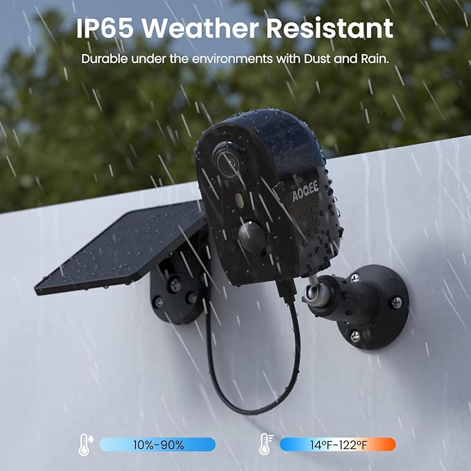 AOQEE Solar Camera Outdoor Wireless-2K Battery Powered Outside Cameras for Home Security with PIR Motion Detection, Siren Alarm, 2-Way Talk, SD Card&Optional Cloud Storage, Work with Alexa, Y8 1P