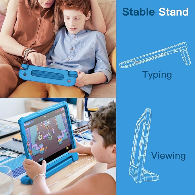 JETech Kids Case for iPad Pro 11 Inch (2022/2021/2020/2018 Model), iPad Air 5/4 (10.9-Inch) with Built-in Screen Protector, Shockproof Full-Body Handle Stand Tablet Protective Cover (Blue)