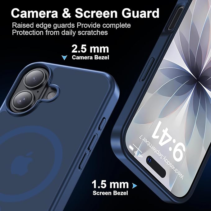 Strong Magnetic for iPhone 17 case [10Ft Military-Grade Protection] Compatible with fit MagSafe Shockproof Slim Thin Cover case for iPhone 17 6.3 inch, Deep Blue