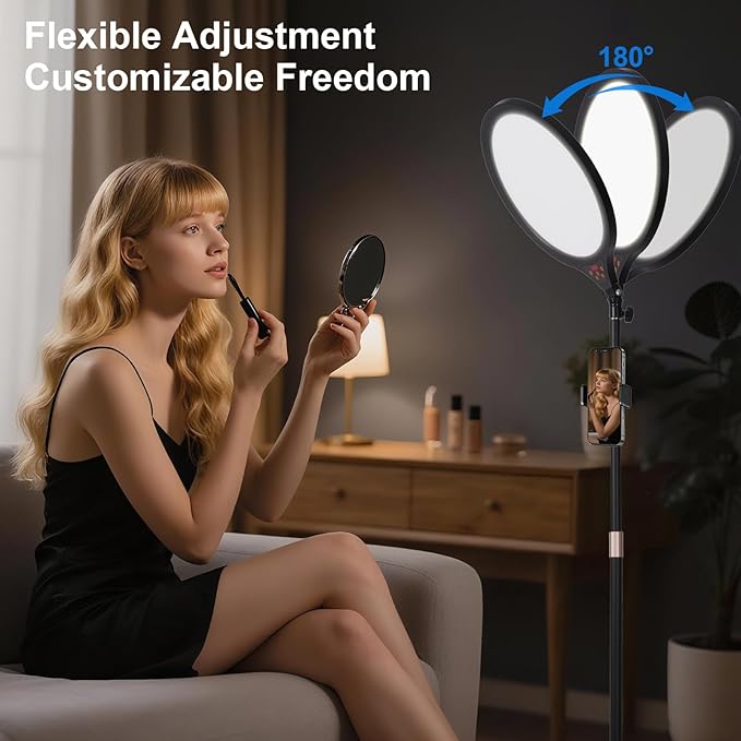 Ring Light with Stand, 14" Professional LED Camera Lighting for Video Recording, Adjustable Height Content Creator Essentials Kit, Selfie Ring Light for TikTok YouTube