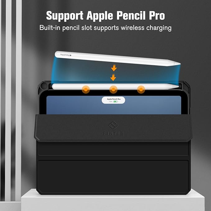 Fintie Hybrid Slim Case for iPad Mini 7 (A17 Pro, 7th Generation) 2024 / iPad Mini 6 (6th Gen) 8.3 Inch, [Built-in Pencil Holder] Shockproof Cover Clear Transparent Back Shell, Black