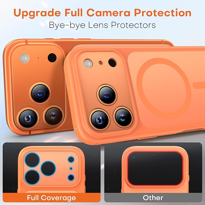 TAURI for iPhone 17 Pro Max Case, Compatible with MagSafe, (Full Camera Protection) Camera Control Cover Solid-Color Matte Magnetic 17 Pro Max Phone Case, Orange