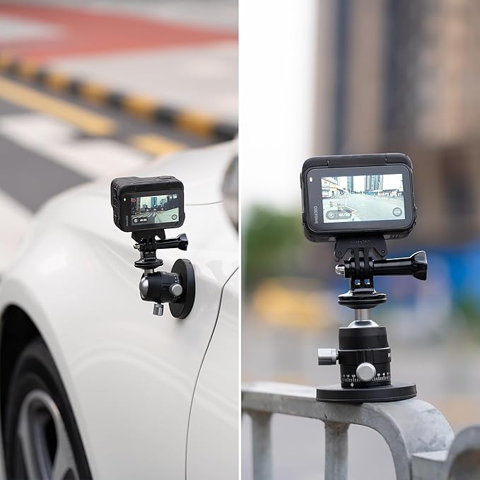 PROfezzion Magnetic Mount for GoPro, Strong Manget Base with Detachable 360° Rotation Ball Head for GoPro Hero 13/12/11/10/9/8/7/6, Insta360 X5/X4/X3/Ace/Ace Pro, DJI Osmo Action 5/4/3 Action Cameras