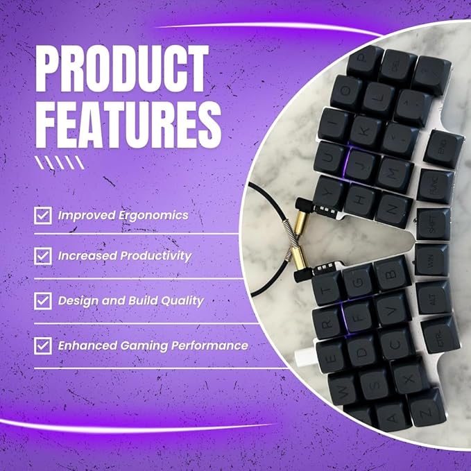 Split Ergonomic Mechanical Keyboard, Powered by QMK, Keyboard Comes Fully Assembled with MX Switch Support, 36-Key Layout, USB-C Connectivity, 28 Extra Keycaps & Switches Included