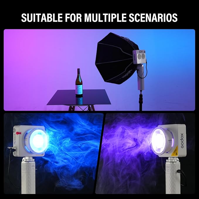 Godox ML100R RGB COB LED Video Light with Battery/Carry Case/Light Stand, Godox Mount 110W Full-Color 1800K-10000K CRI 97+/TLCI 98+ 14 FX Effects Support APP Control for Studio/Live Streaming/Outdoor