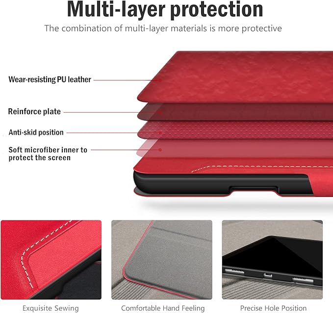 Antbox Case for iPad Pro 11 inch 4th Generation (2022)/3rd/2nd/1st Gen Vegan Leather with Pencil Holder Auto Sleep/Wake Function iPad Pro 11 Cover (Red)