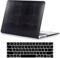 DTangLsm for Leather MacBook Pro 14 inch Case M5 2026-2021 M4 M3 M2 M1 A3426 A3427 A3434 A3112 A3185 A3401 A2918 A2992 A2779 A2442, Crocodile Skin Alligator PU Leather Hard Case+Keyboard Cover, Black