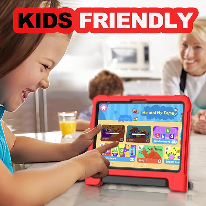 YIHE Kids Case for iPad (A16) 11th Generation 11 Inch 2025 & iPad 10th Generation 10.9 inch 2022, with Built-in Screen Protector and Handle Stand, Full Body Shockproof Protective Cover, RedBlack