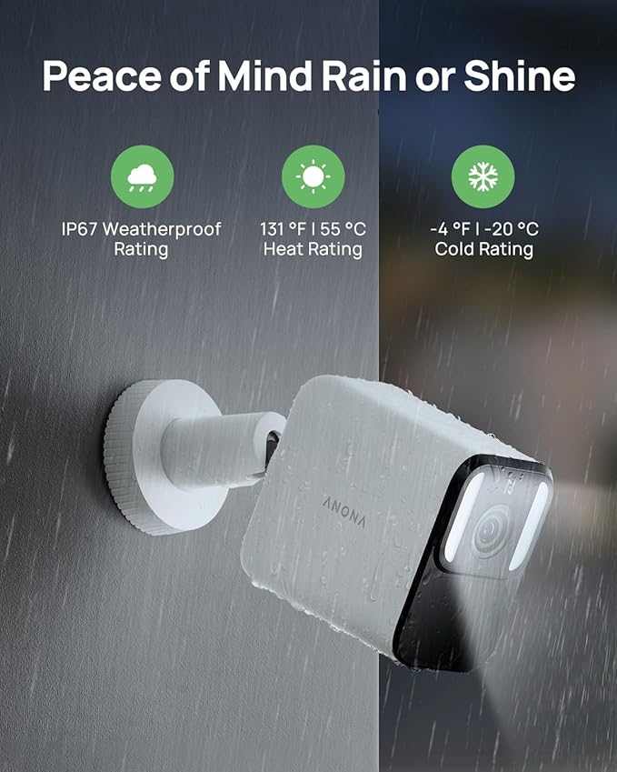 Anona Lucio 2.5K Security Camera Outdoor Battery Wireless with Solar Powered, Color Night Vision & 138° FOV, Multi-Object Detection, No Hub Needed, Two-Way Audio, IP67