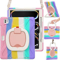 BRAECN for iPad Pro 13 Inch Case (M5/M4) 2025/2024, Heavy Duty Shockproof Silicone Cover with Multiple Adjustable Viewing Angles, Kickstand, Built-in Pencil Holder, Shoulder Strap, Colorful Pink