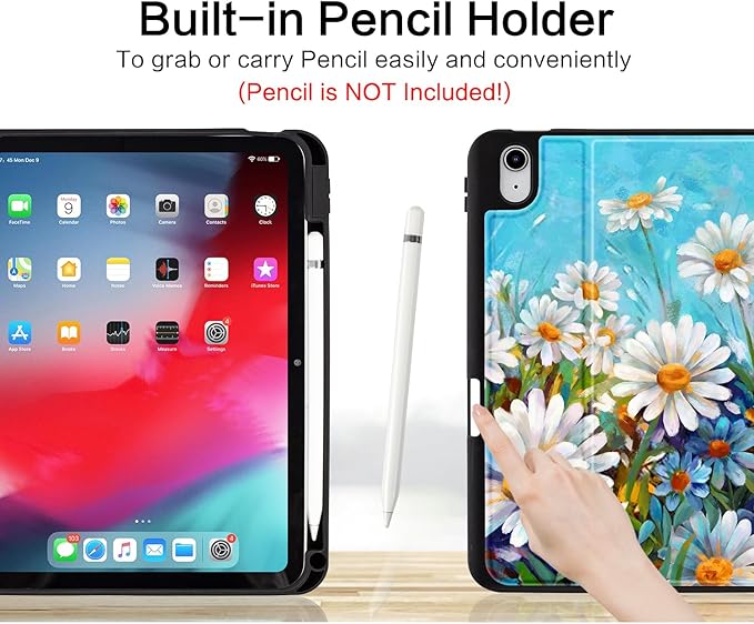 Vimorco for iPad A16 Case 11-inch 2025, for iPad (A16) 11th/10th Generation Case Pencil Holder, Typing Stand & 4 Viewing Angles, Faux Leather Slim Cover, Auto Sleep/Wake, Daisy Flower