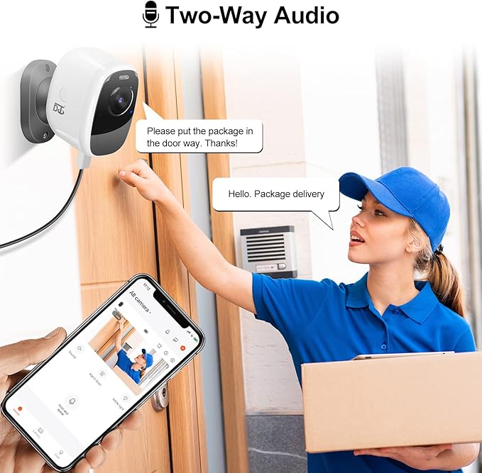 DCT Solar Camera Outdoor Magnetic: Wireless WiFi 4MP Security Camera Battery Powered PIR/AI Motion Detection Two-Way Talk Spotlight Siren Alarm IP66 Waterproof Cloud/SD Storage