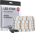 BTF-LIGHTING WS2815 (Upgraded WS2812B) LED Strip Light,UL Listed,16.4FT 300 LED/Pixels,Flexible Chasing RGB,Dual Signal Individually Addressable,5050SMD,3M Tape,DC12V IP67(No Adapter or Controller)