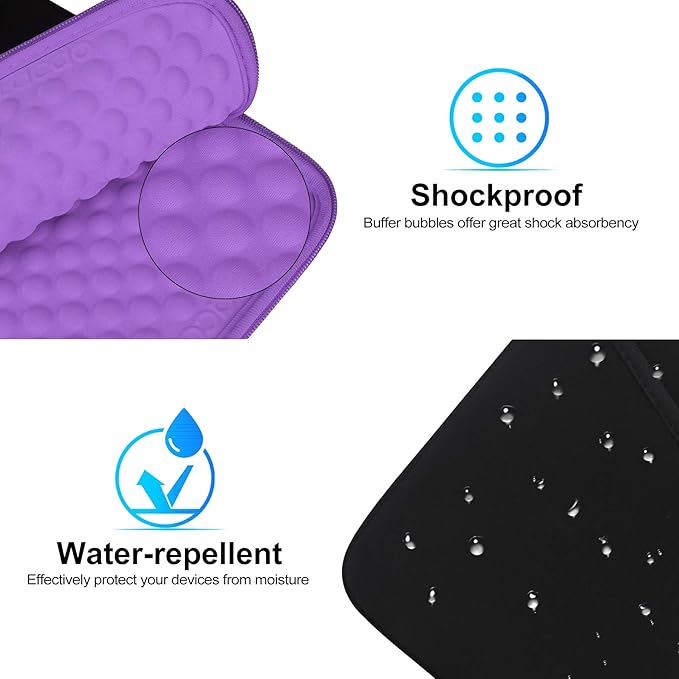 iPad mini 7 Sleeve, iPad mini Case Bag, Lacdo Shockproof Tablet Sleeve Case for iPad mini 7,6,5,4,3,2 / Samsung Galaxy Tab A7 Lite 8.7" / Tab A 8.0" Protective Sleeves Tablet Bag, Purple/Black