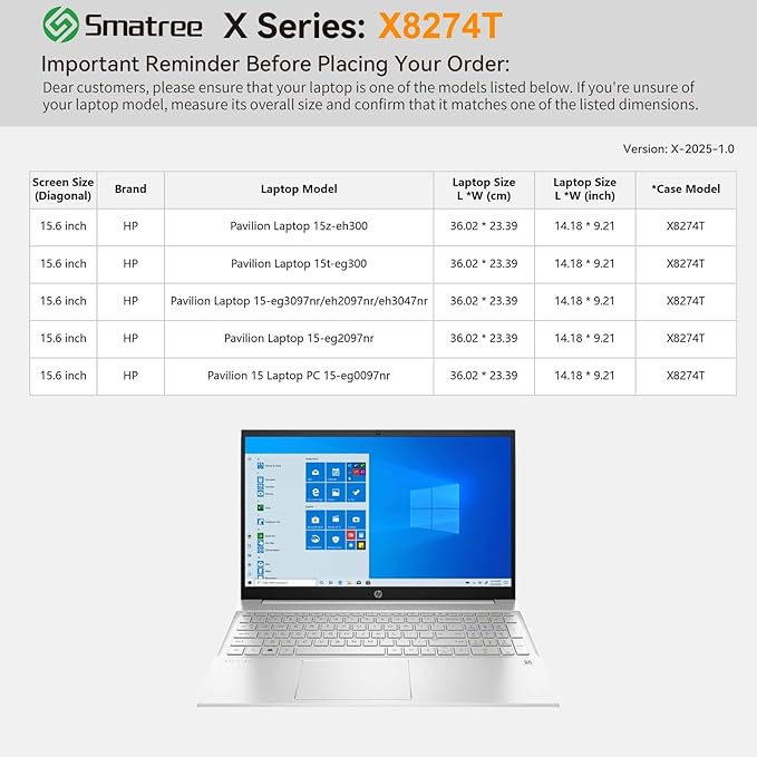 Smatree Hard EVA Protective Sleeve Compatible for 15.6 inch HP Pavilion Laptop 15t/15/15z, Waterproof and Anti-Shock Laptop Case (X8274T)