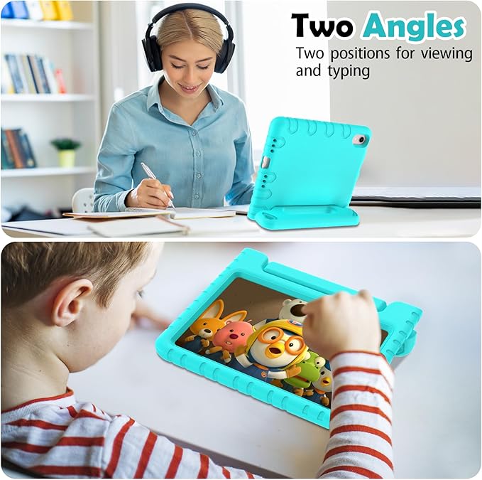 AVAWO Kids Case for iPad mini 7 (A17 Pro) 2024 8.3 inch, Mini 6 2021 with Built-in Screen Protector, Shockproof Lightweight Handle Stand Cover for Model (A2995/A2996, A2567/A2568/A2569), Turquoise