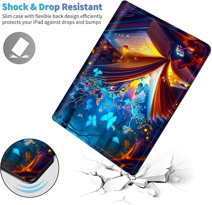 for 6" All-New Kindle Paperwhite 4 10th Generation (Model No. PQ94WIF) E-Reader Case, Slim Kickstand Stand Leather Smart Cover with Auto Wake/Sleep, Book Blue Butterfly