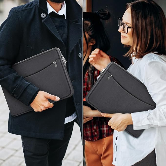 Laptop Case 15.6 inch, Shockproof Protective Laptop Cover Carrying Computer Bag with Accessory Pocket Portable Computer Sleeve Compatible with HP, Dell, Lenovo, Asus, Grey
